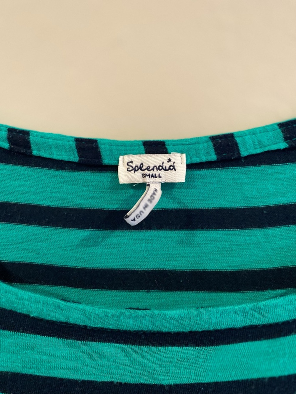 Splendid Striped Mini Dress Pima Cotton & Modal Green Navy Small - Picture 3 of 9